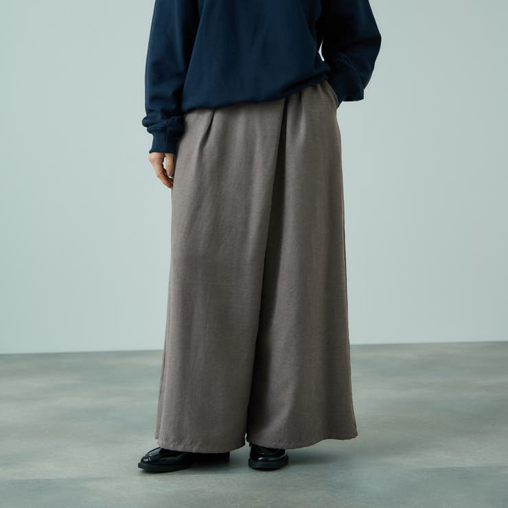 ライトグレー | フィブリルサテンラップワイドパンツ≪洗濯機で洗える≫ | VICKY