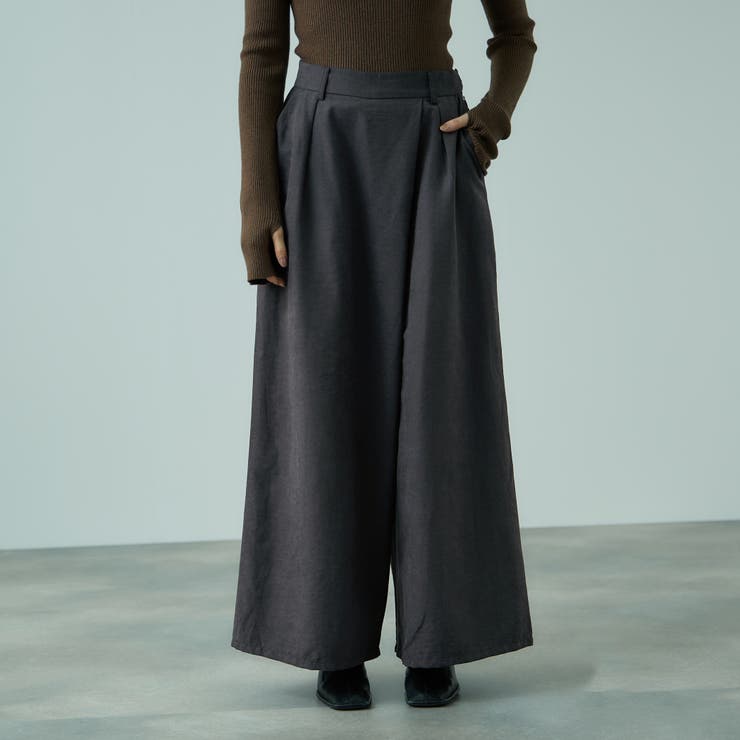 ダークグレー | フィブリルサテンラップワイドパンツ≪洗濯機で洗える≫ | VICKY