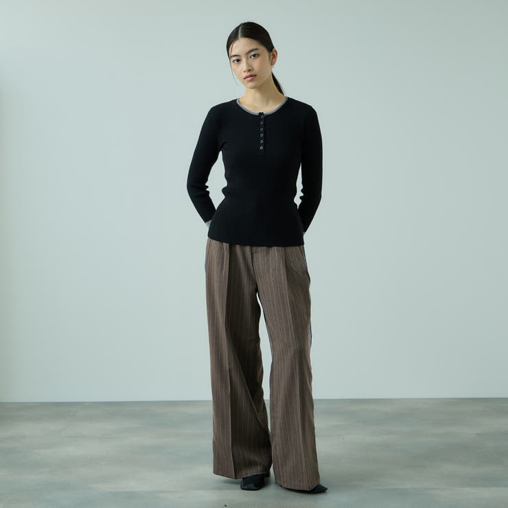 ストライプサイドラインワイドパンツ≪手洗い可能≫ | VICKY | 詳細画像6 