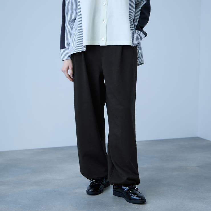 ブラック | 【着回し抜群】裏毛2タックパンツ | VICKY