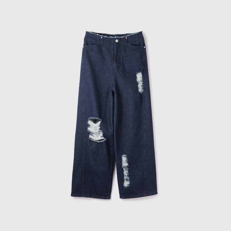 ネイビー | 【大人の抜け感】デニムカットオフダメージパンツ | VICKY