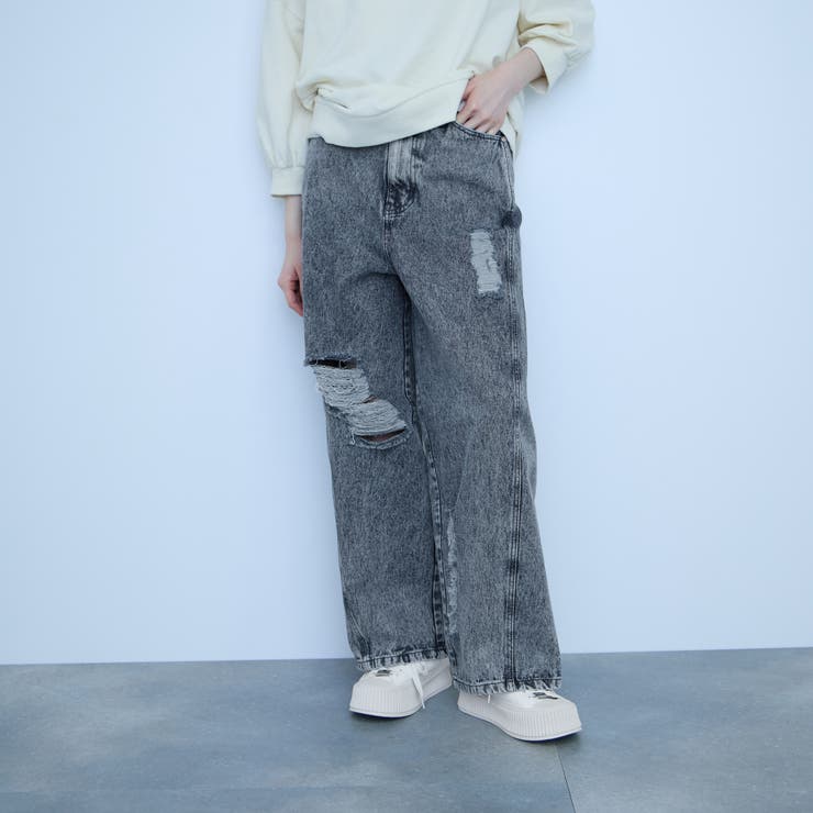 ブルー | 【大人の抜け感】デニムカットオフダメージパンツ | VICKY
