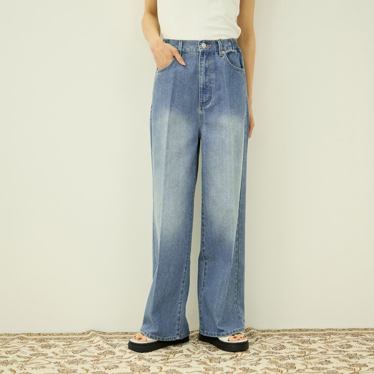 サイドゴムセンタープレス ストレートデニムパンツ | VICKY | 詳細画像1 