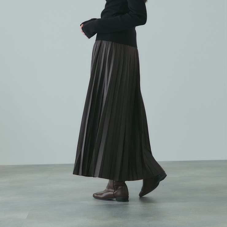 レザーライクジョーゼットプリーツスカート≪手洗い可能≫ | VICKY | 詳細画像3 