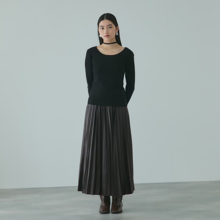 レザーライクジョーゼットプリーツスカート≪手洗い可能≫ | VICKY | 詳細画像5 