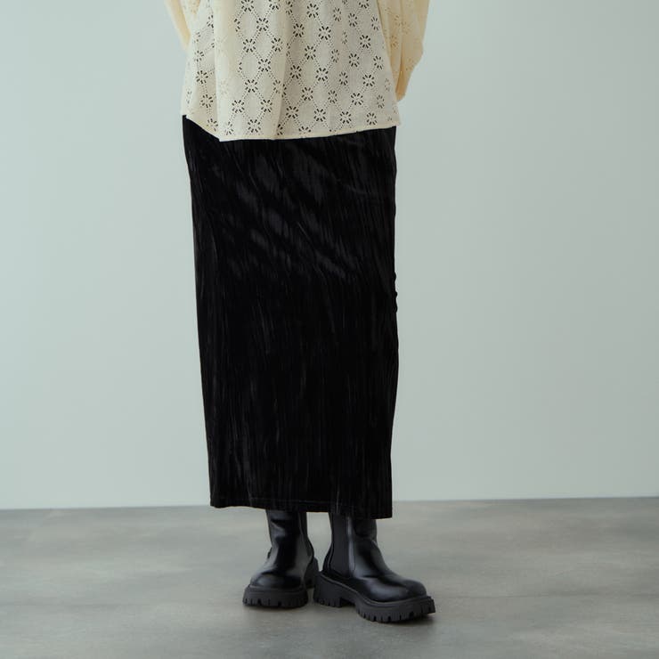 ブラック | クラッシュベロアスカート≪手洗い可能≫ | VICKY