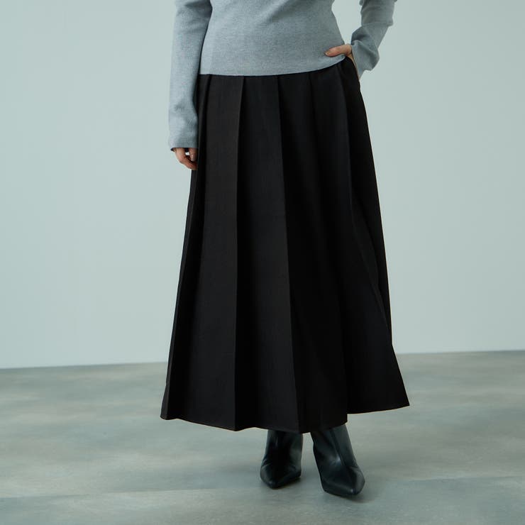 ブラック | ワイドプリーツスリットスカート≪手洗い可能≫ | VICKY