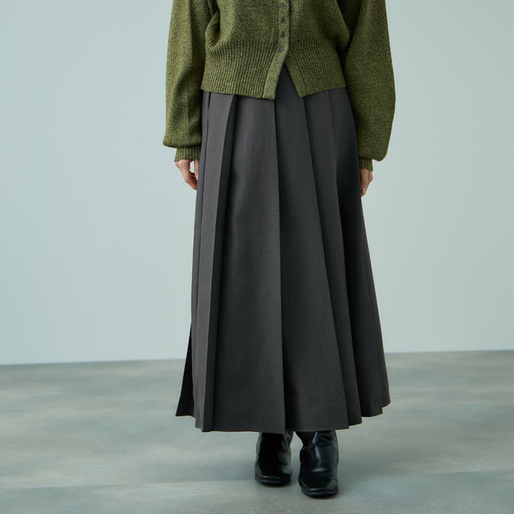 ダークグレー | ワイドプリーツスリットスカート≪手洗い可能≫ | VICKY
