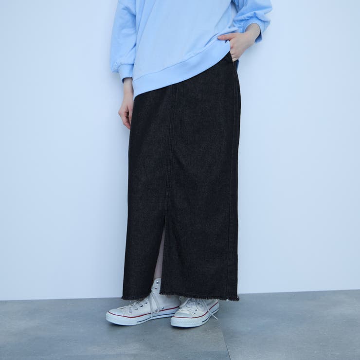 ブラック | 【落ち感◎】10OZデニムIラインスカート | VICKY