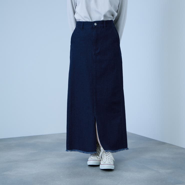 ネイビー | 【落ち感◎】10OZデニムIラインスカート | VICKY
