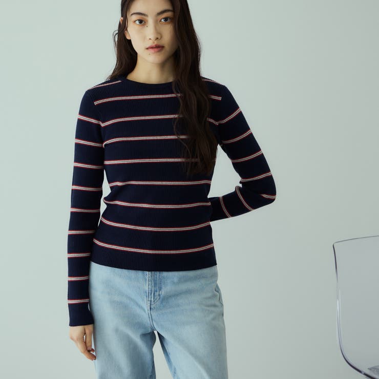 MIXカラーボーダーニットプルオーバー | VICKY | 詳細画像4 