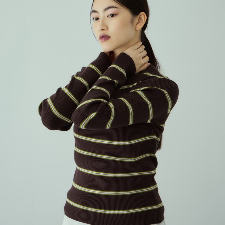 ブラウン系その他 | MIXカラーボーダーニットプルオーバー | VICKY