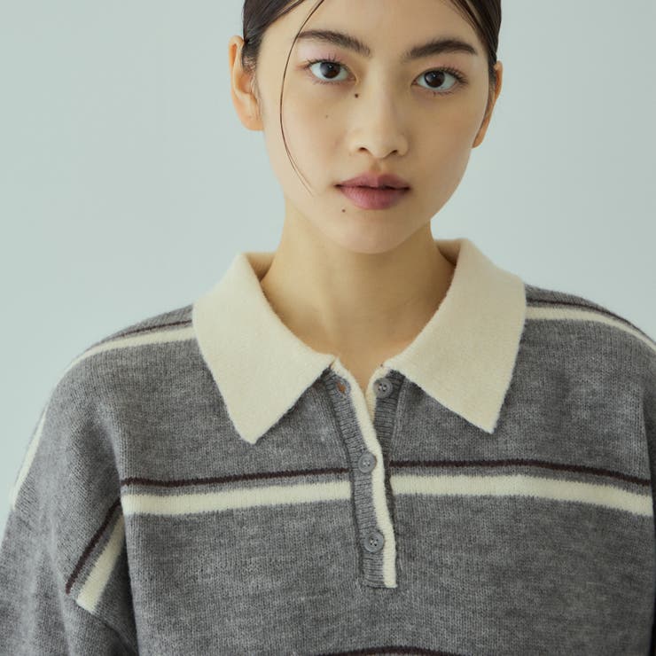 MIXボーダーポロニットプルオーバー | VICKY | 詳細画像13 