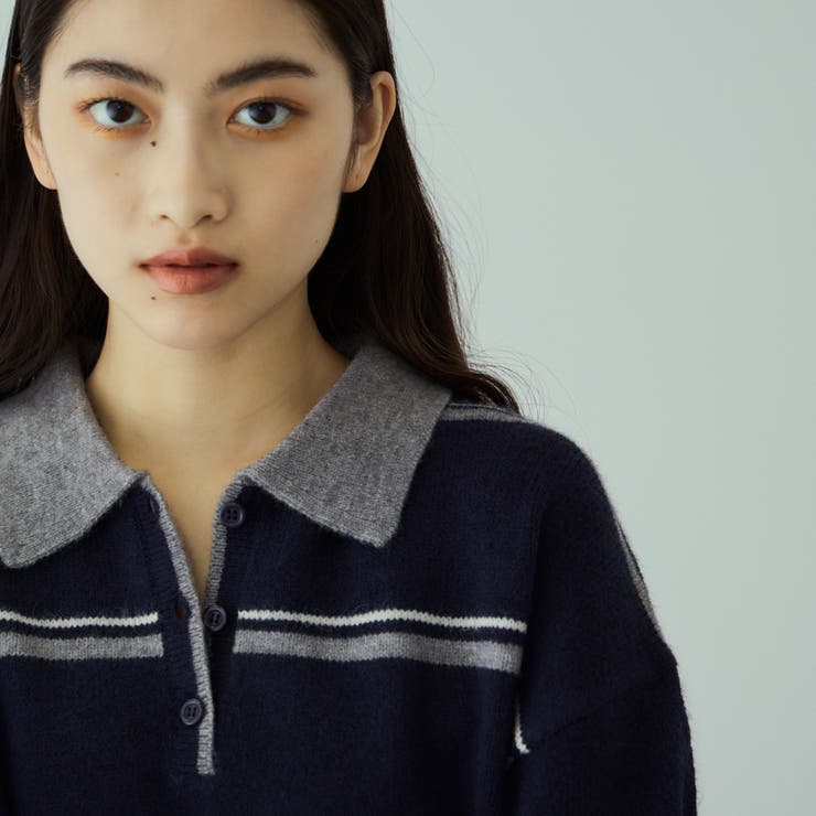 MIXボーダーポロニットプルオーバー | VICKY | 詳細画像6 
