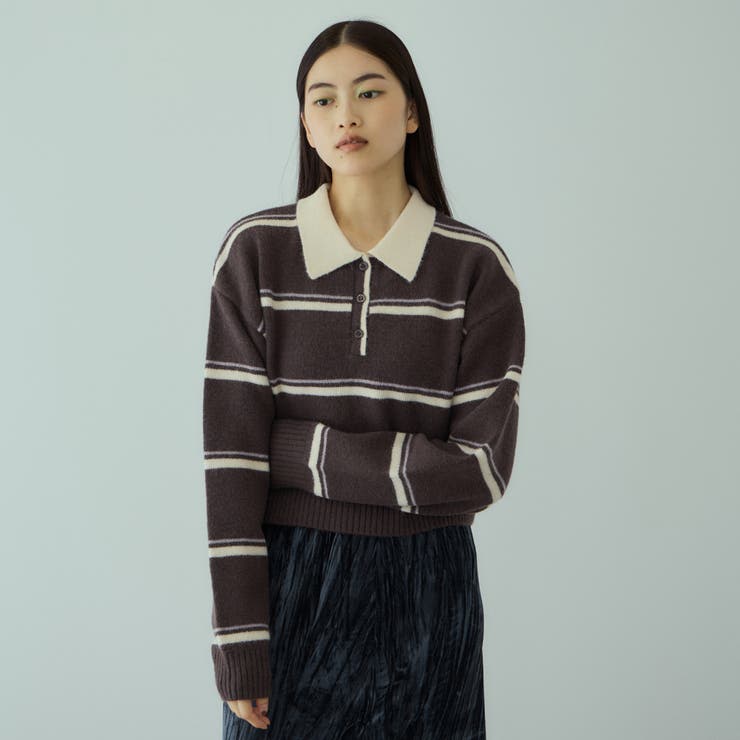 MIXボーダーポロニットプルオーバー | VICKY | 詳細画像7 