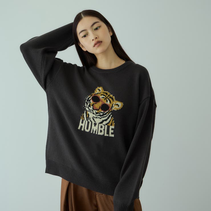 ブラック | アニマルジャカードニットプルオーバー≪手洗い可能≫ | VICKY