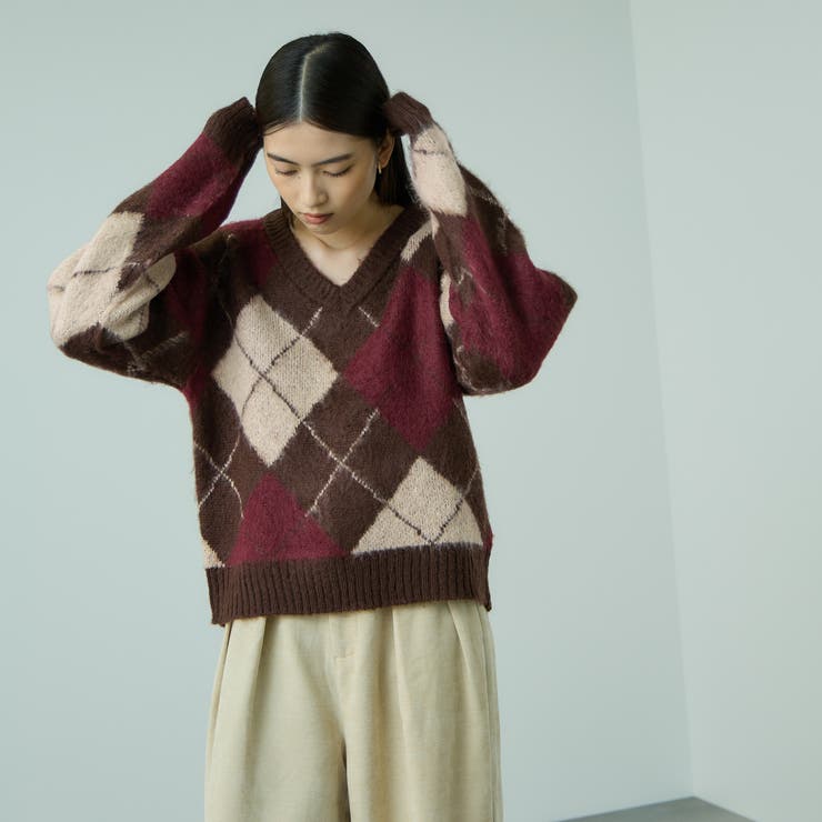 アーガイルVネックニット≪手洗い可能≫ | VICKY | 詳細画像2 