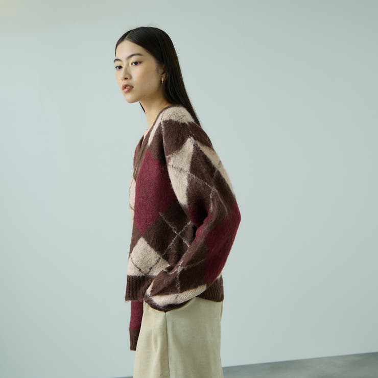 アーガイルVネックニット≪手洗い可能≫ | VICKY | 詳細画像3 