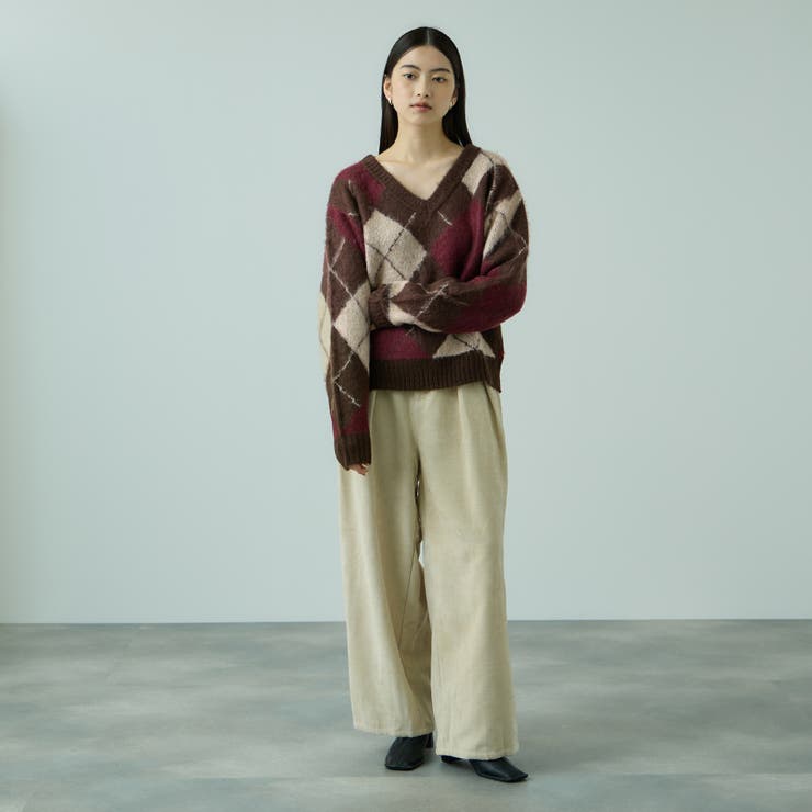 アーガイルVネックニット≪手洗い可能≫ | VICKY | 詳細画像5 