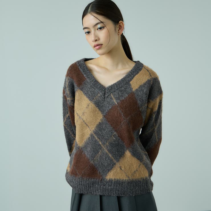 アーガイルVネックニット≪手洗い可能≫ | VICKY | 詳細画像6 