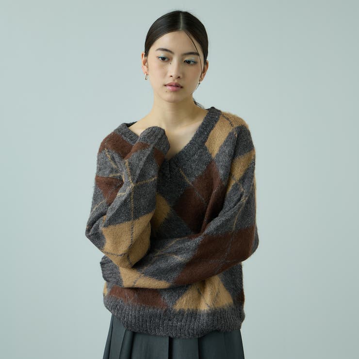 グレー系その他 | アーガイルVネックニット≪手洗い可能≫ | VICKY