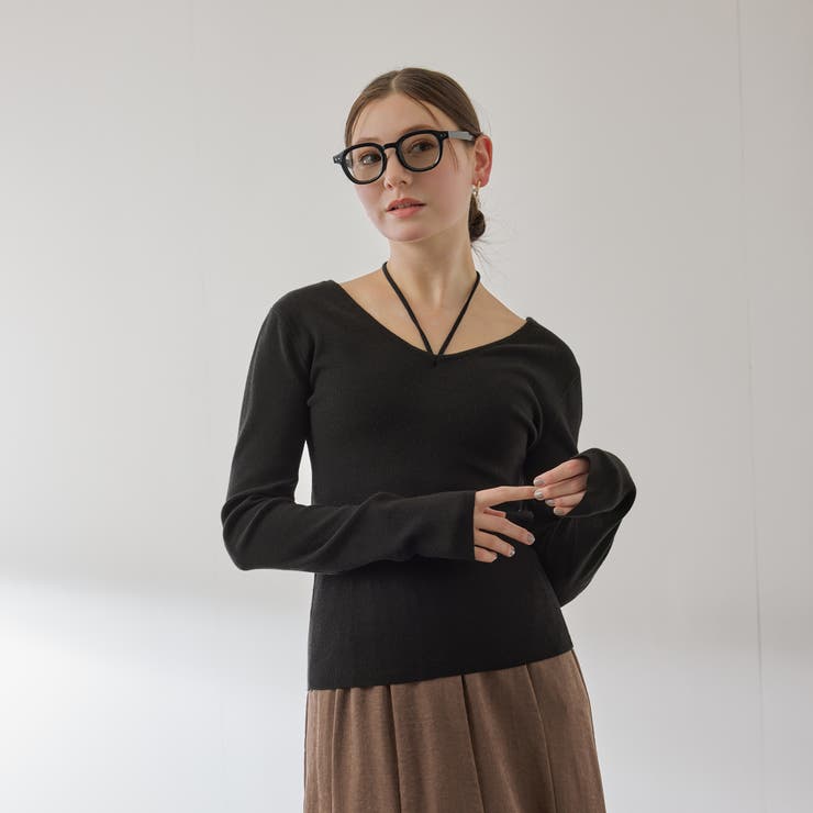 ストリング付バレエネックリブニット≪手洗い可能≫ | VICKY | 詳細画像4 