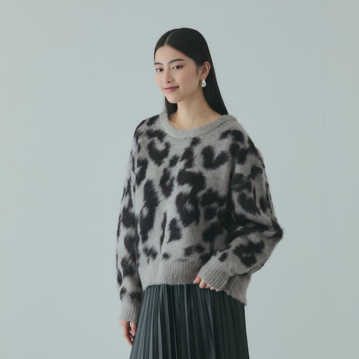 レオパードジャガードシャギーニットプルオーバー | VICKY | 詳細画像4 
