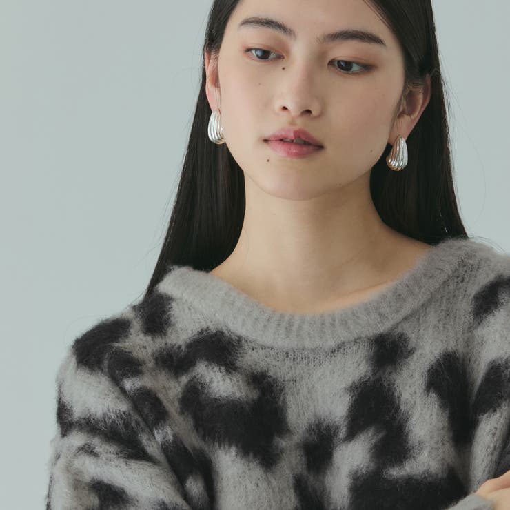 レオパードジャガードシャギーニットプルオーバー | VICKY | 詳細画像7 