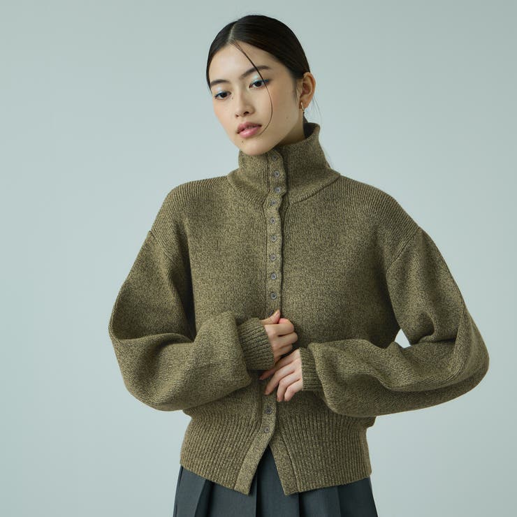 カーキ | メニボタン2WAYネックニット≪手洗い可能≫ | VICKY