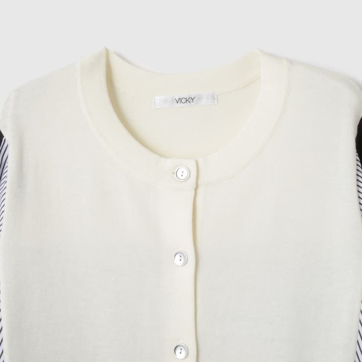 異素材切替クルーネックニットカーディガン | VICKY | 詳細画像11 