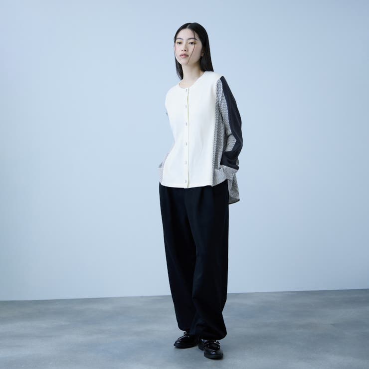 異素材切替クルーネックニットカーディガン | VICKY | 詳細画像4 