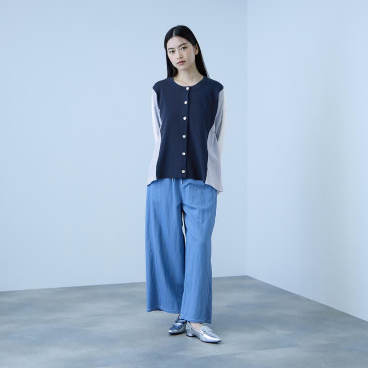 異素材切替クルーネックニットカーディガン | VICKY | 詳細画像6 