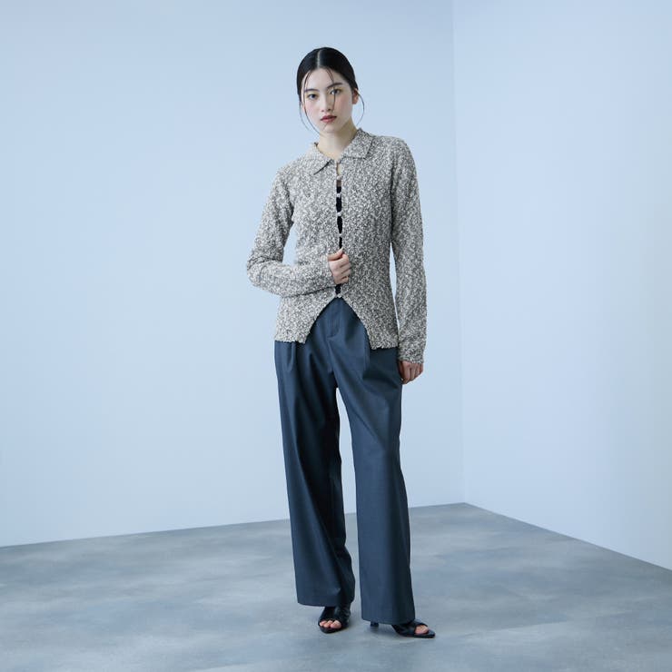 ＜陰影で魅せる＞ツイード風MIXスラブポロカーデ | VICKY | 詳細画像11 