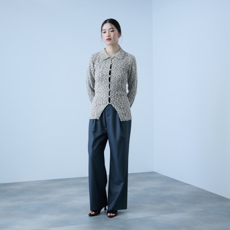 ＜陰影で魅せる＞ツイード風MIXスラブポロカーデ | VICKY | 詳細画像12 