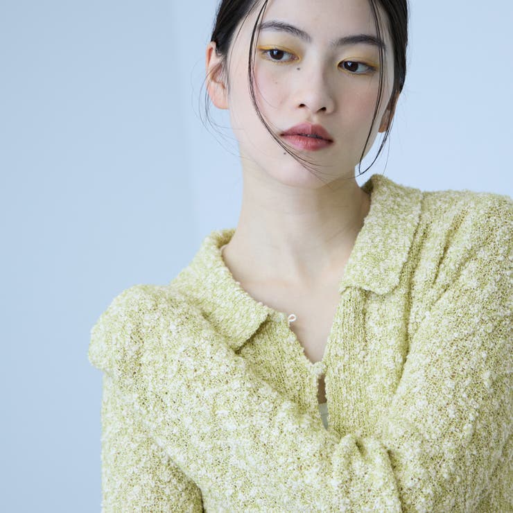 ＜陰影で魅せる＞ツイード風MIXスラブポロカーデ | VICKY | 詳細画像2 