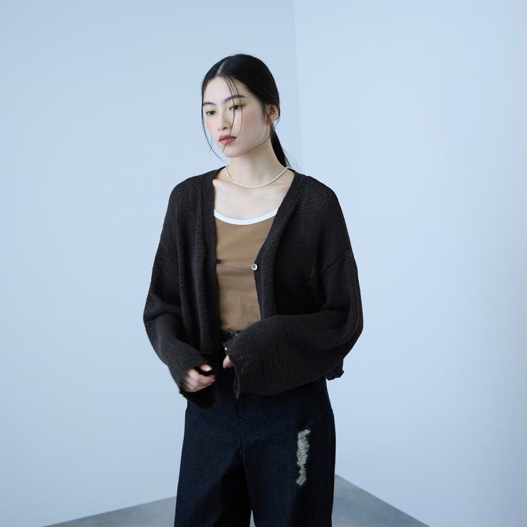 テープヤーンショート丈カーディガン | VICKY | 詳細画像5 