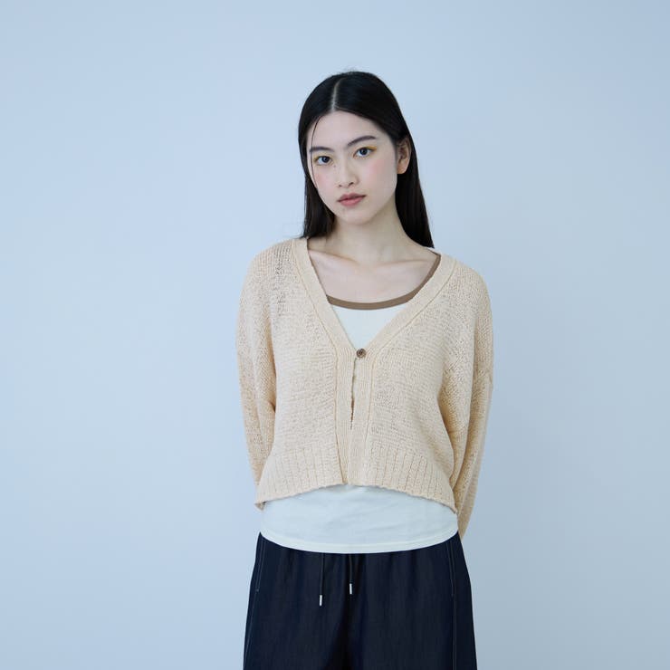 オフホワイト | テープヤーンショート丈カーディガン | VICKY