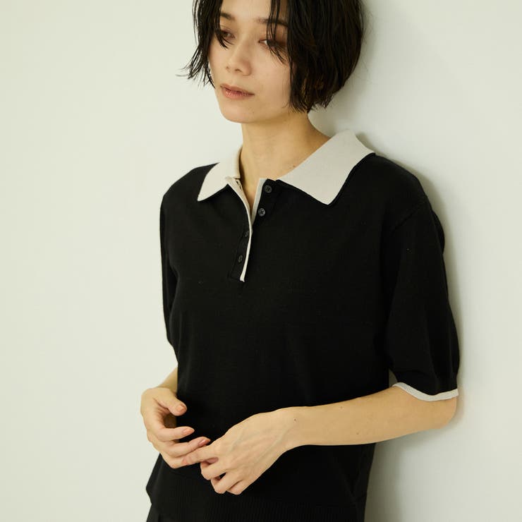 レーヨンナイロン配色ポロニット | VICKY | 詳細画像1 