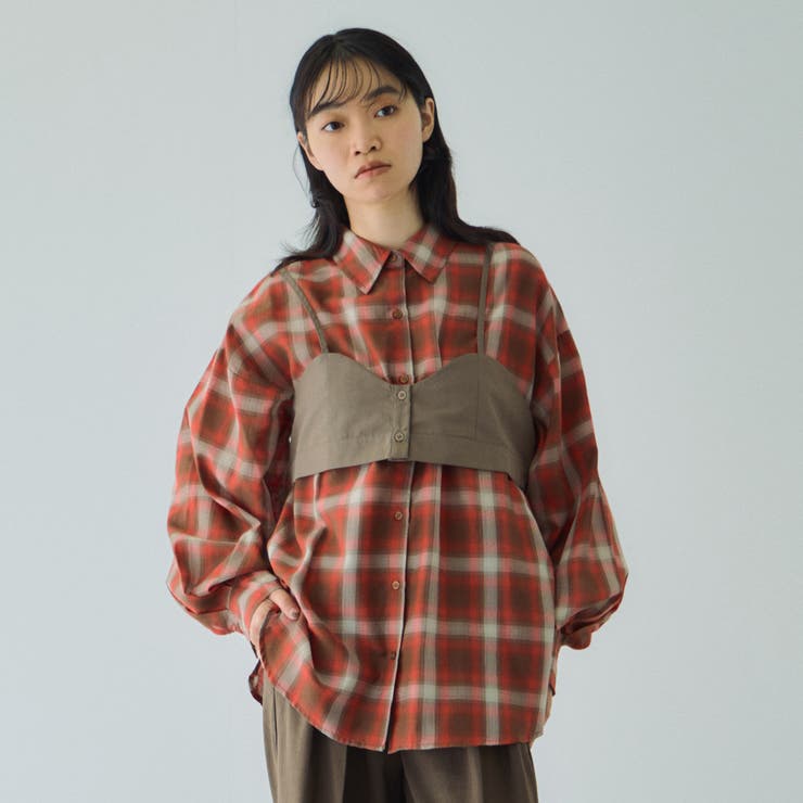 オンブレーチェックオーバーサイズシャツ≪手洗い可能≫ | VICKY | 詳細画像2 