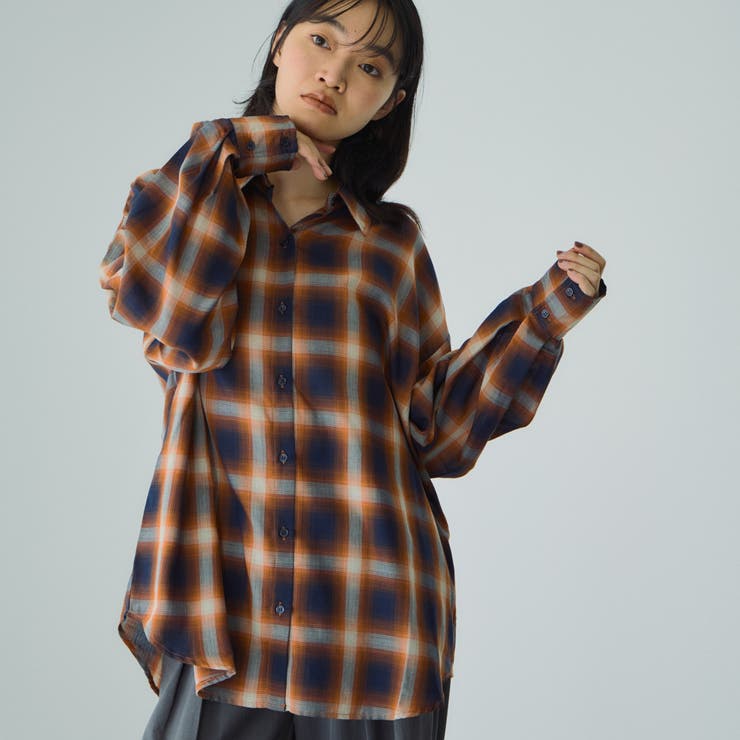 オンブレーチェックオーバーサイズシャツ≪手洗い可能≫ | VICKY | 詳細画像8 