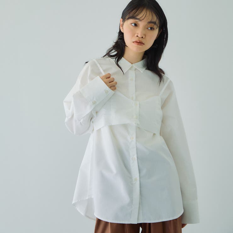 オフホワイト | ブロードビスチェ付きブラウス≪手洗い可能≫ | VICKY