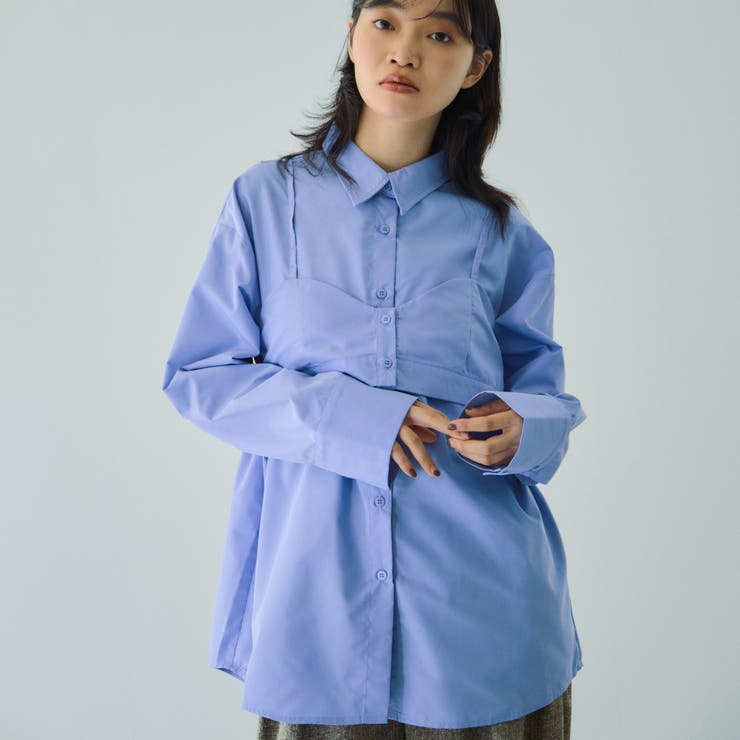 サックスブルー | ブロードビスチェ付きブラウス≪手洗い可能≫ | VICKY