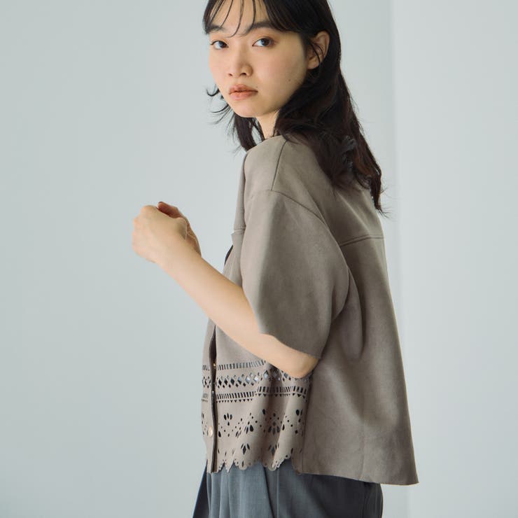 スカラップヘムカットスウェードシャツ≪手洗い可能≫ | VICKY | 詳細画像3 