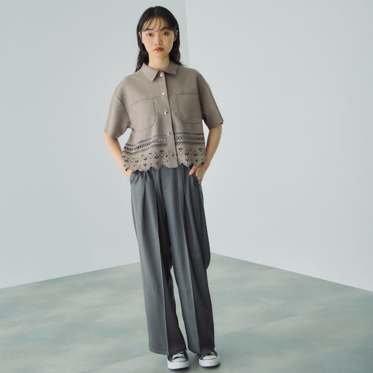 スカラップヘムカットスウェードシャツ≪手洗い可能≫ | VICKY | 詳細画像4 