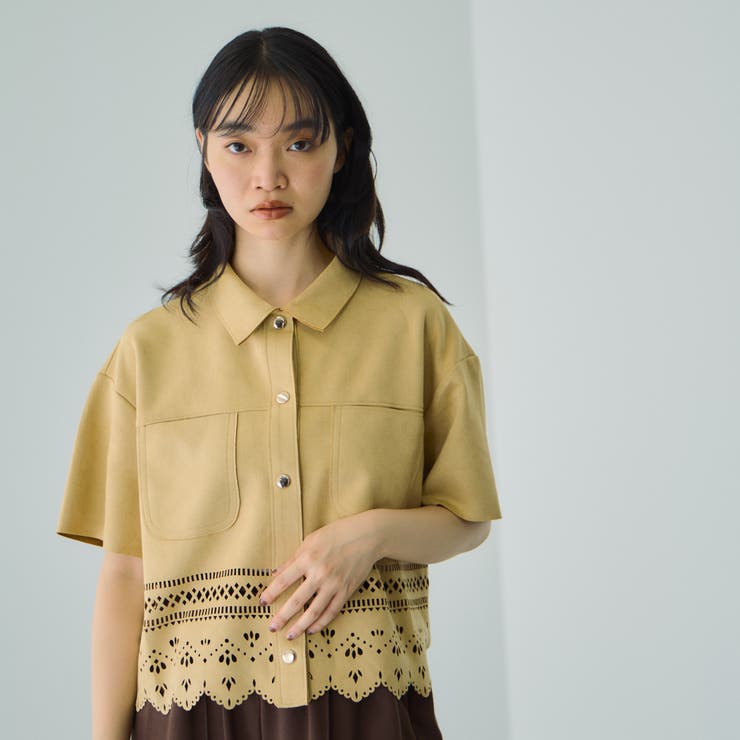 スカラップヘムカットスウェードシャツ≪手洗い可能≫ | VICKY | 詳細画像6 