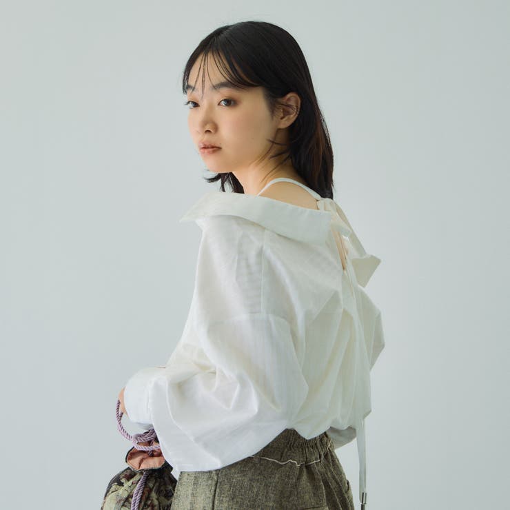 オフホワイト | ドビーチェックマルチブラウス≪手洗い可能≫ | VICKY