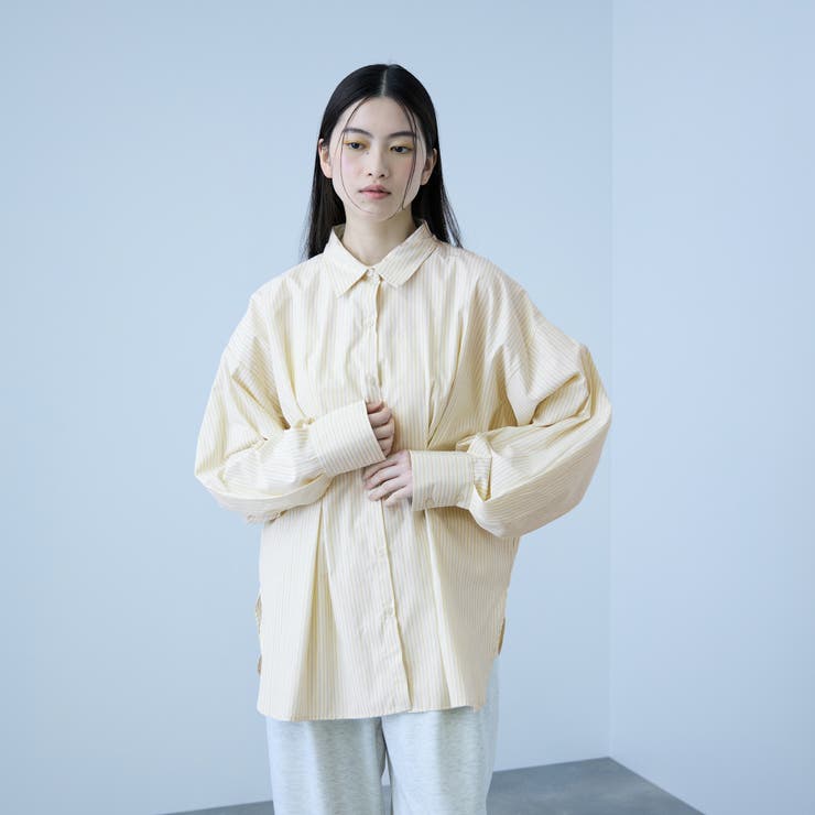 イエロー系その他 | 《きちんと映え》ストライプウエストタックシャツ | VICKY