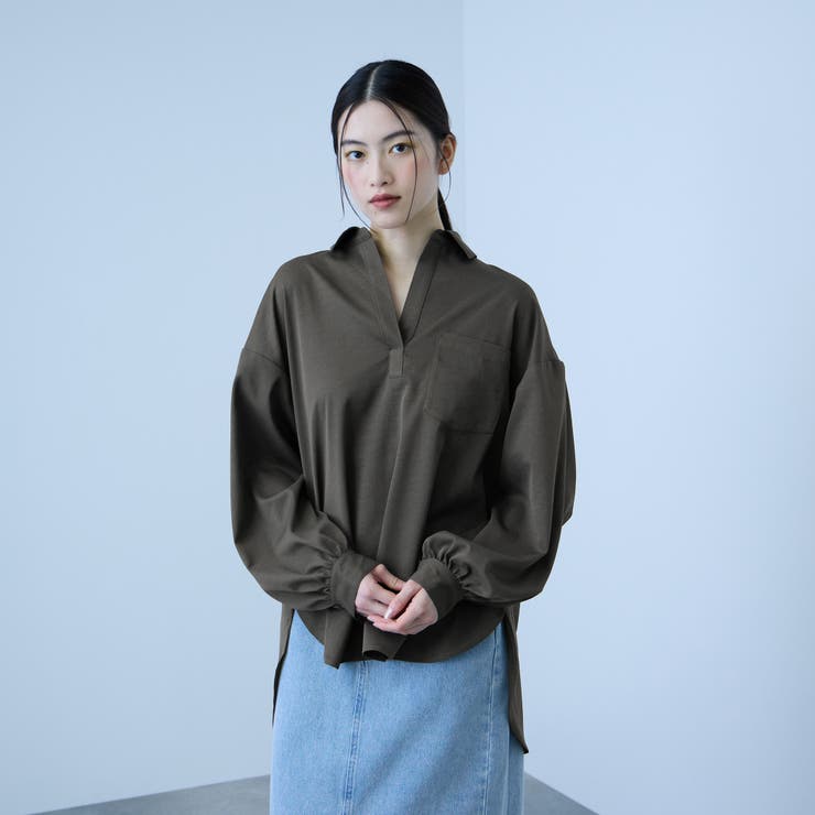 チャコールグレー | ポケットスキッパーシャツ | VICKY