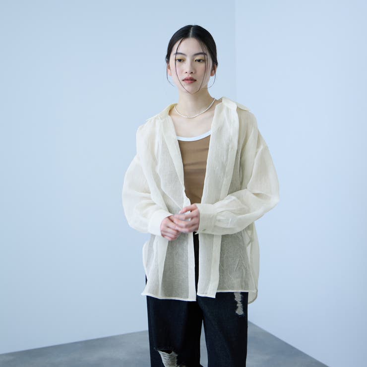 オフホワイト | リネンライクボイルシャツ | VICKY