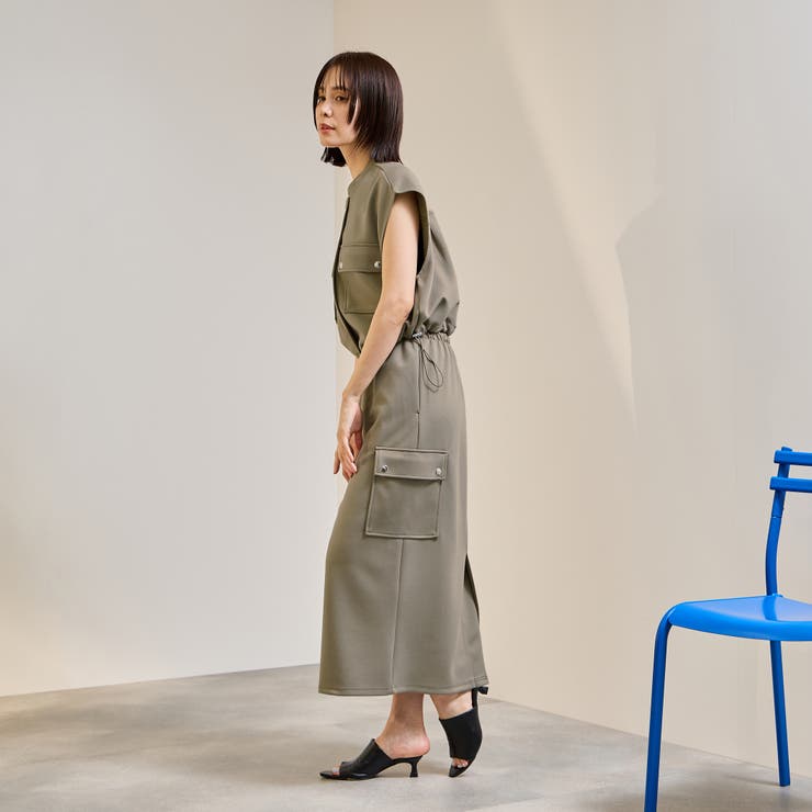 カーキ | 【SET】ダンボールニットベスト×スカート2ピース | ketty